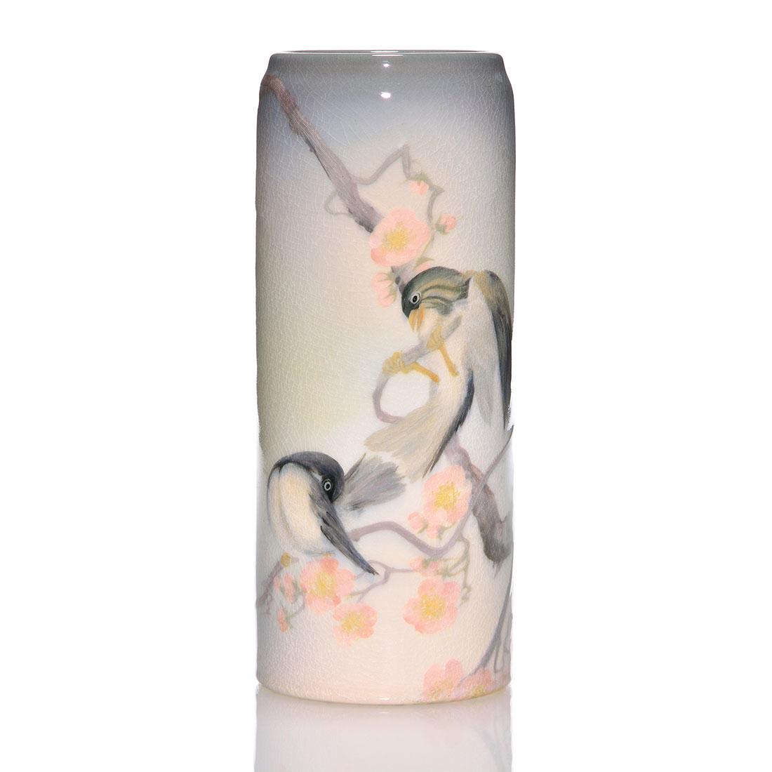 Rookwood Iris vase, birds, Diers, 1905, 952 C, 10 5/8" (1 of 2)