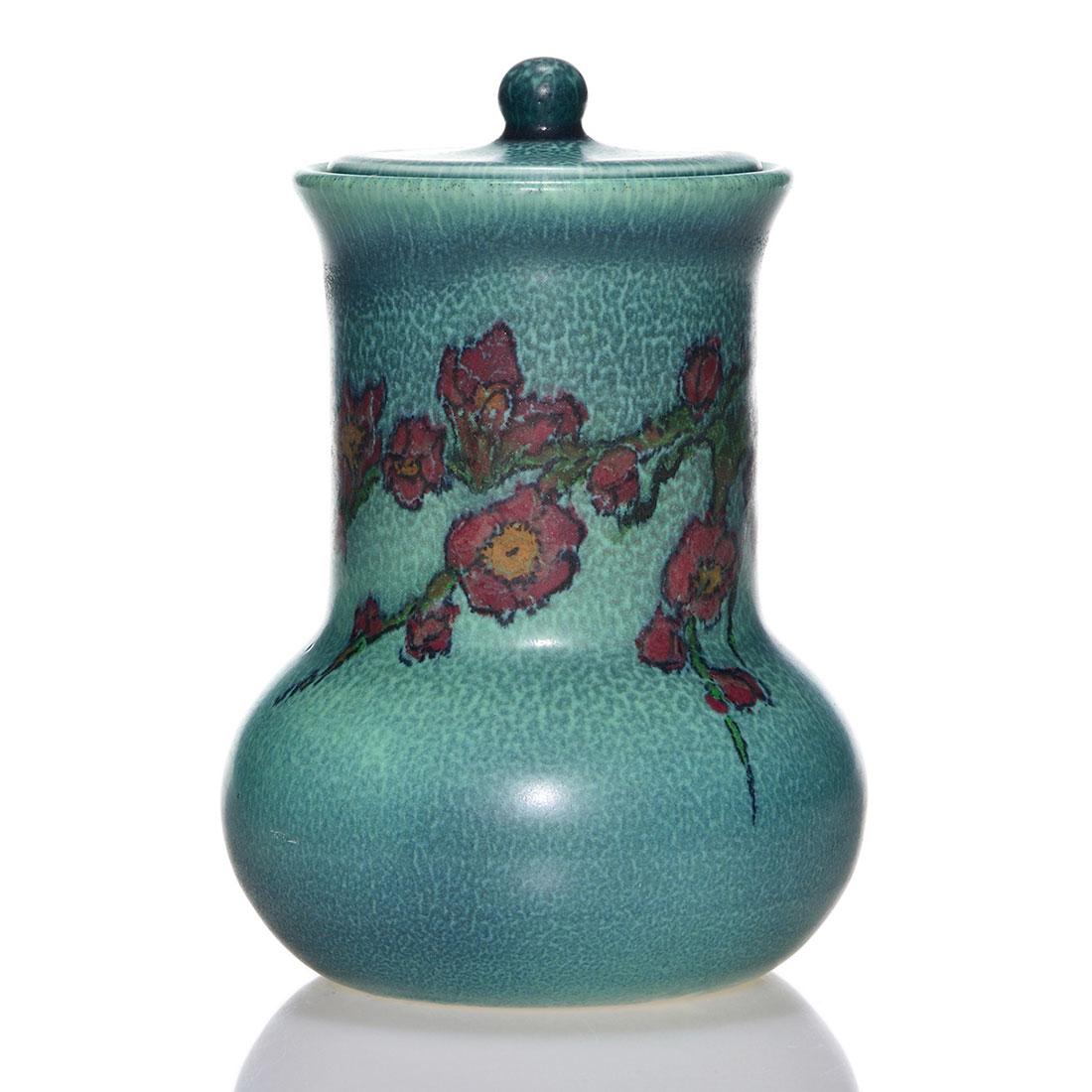 Rookwood Mat Lidded Jar, Lincoln, 1921, 479, 6 1/4" (1 of 2)