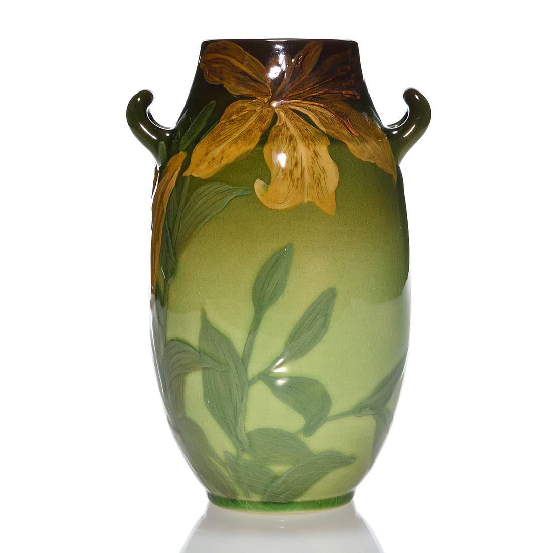 Rookwood Sea Green vase, ETH, 1898, 77 A, 7 3/4” (1 of 2)