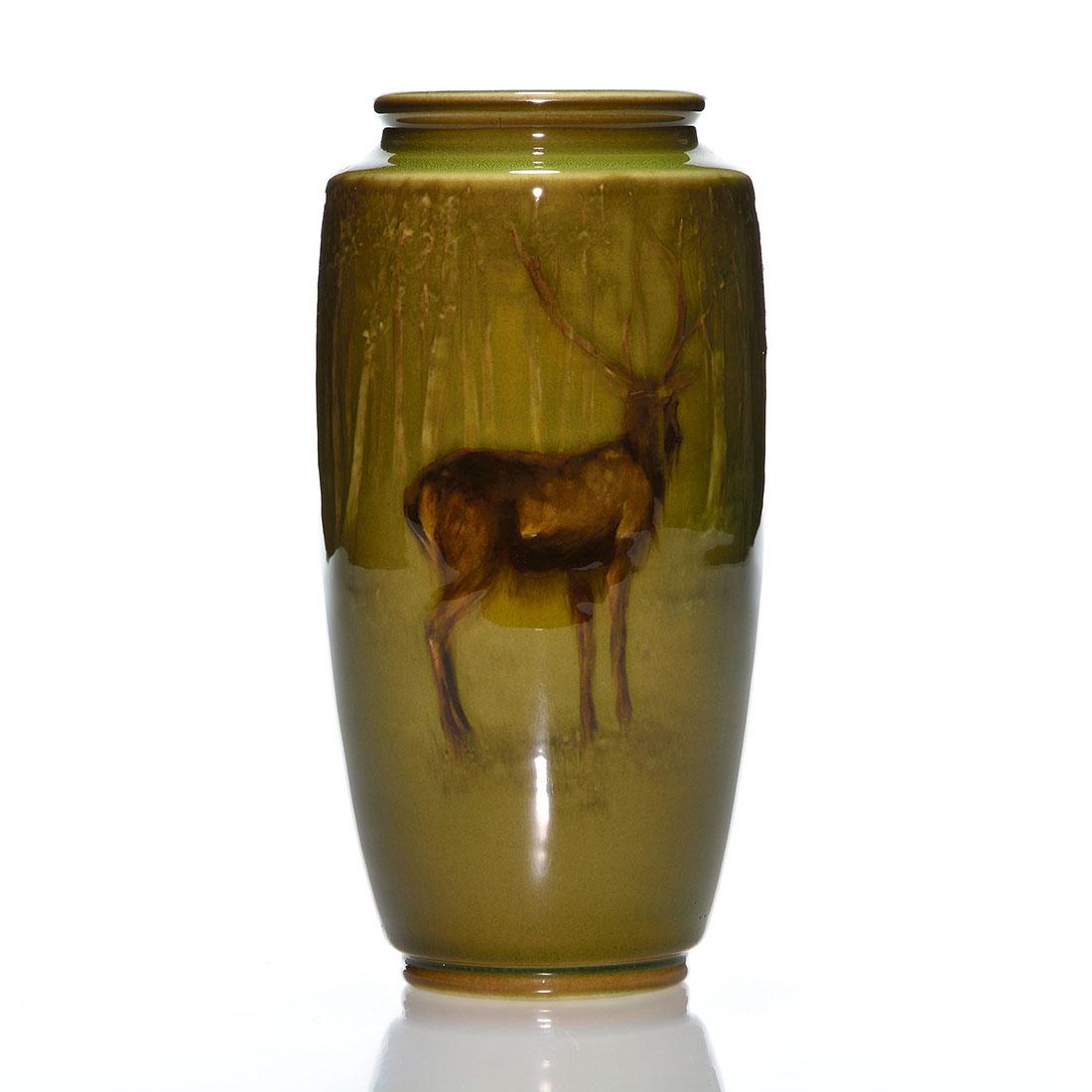 Rookwood Sea Green vase, elk,Daly,1894, 734DD,6 7/8" (1 of 2)