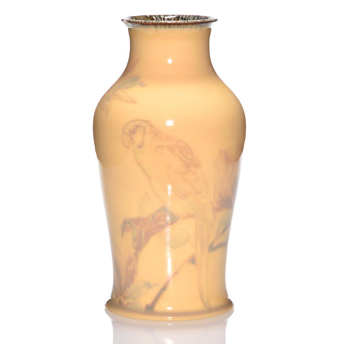 Rookwood vase, parrot, Hentschel,1924,2301 B, 13 3/8" (1 of 2)