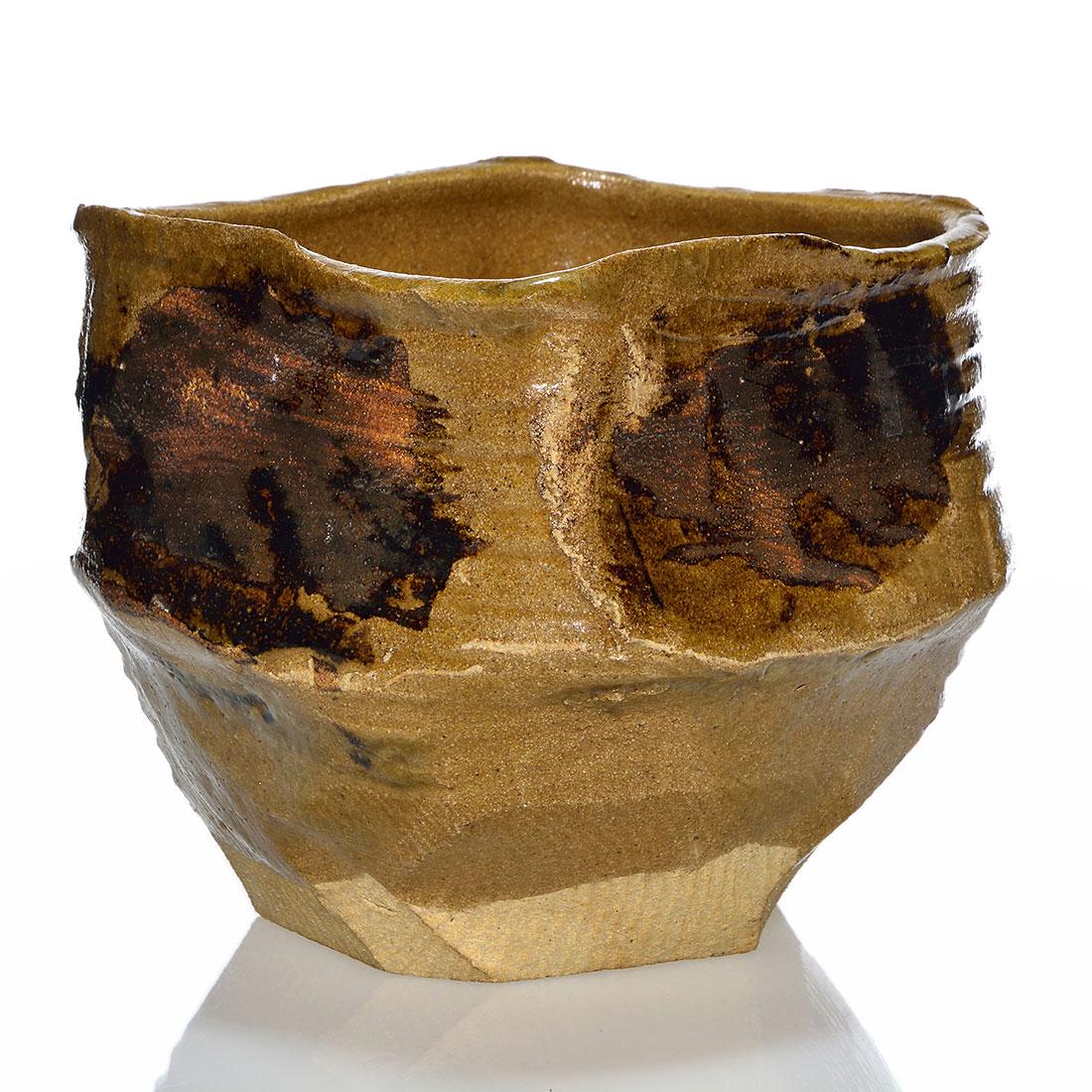 Hand formed vase, John Mason, Chouinard School, 7”: Thick walled, hand formed vase by John Mason a former student of the Chouinard School of Art, now the Los Angeles Institute of Art in Valencia. Mason worked as student assistant to Director Susan Pete