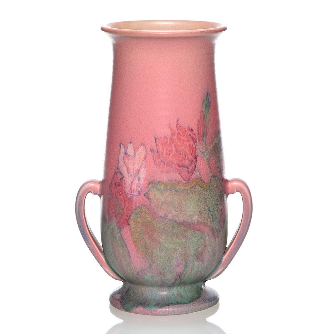 Rookwood Mat glaze vase, floral, Coyne, 11" (1 of 2)