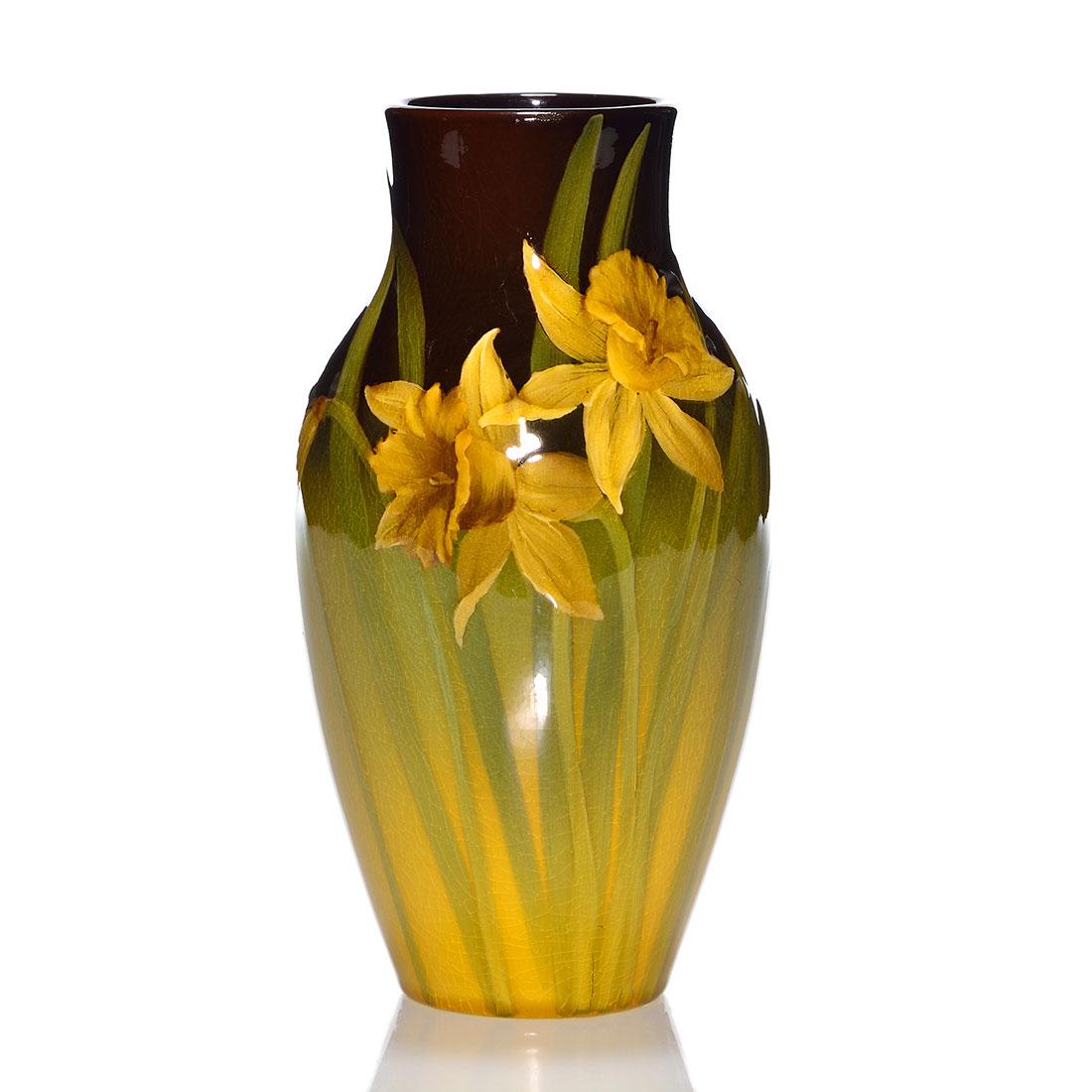 Rookwood Standard vase, daffodils, Nourse, 1901, 7" (1 of 2)
