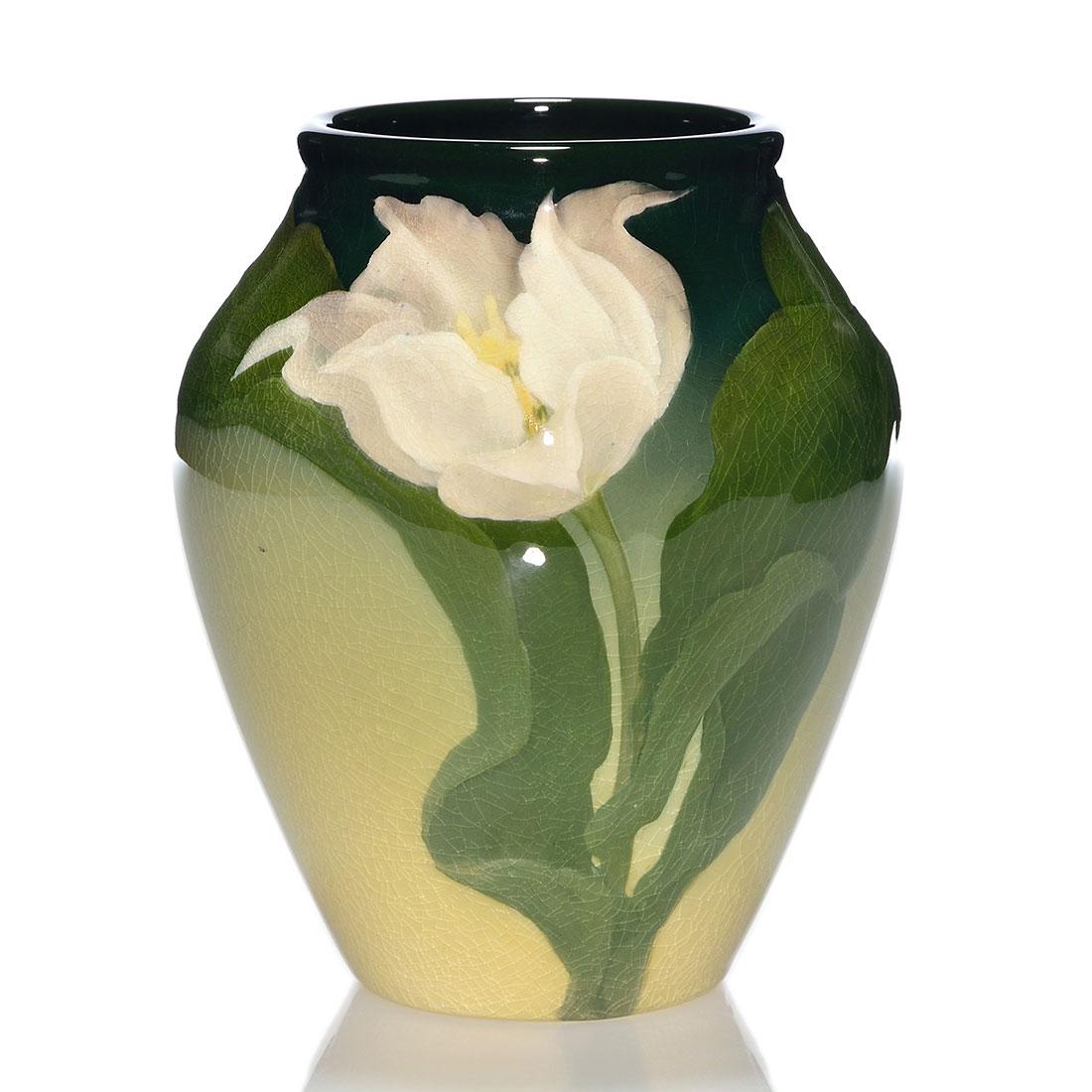 Rookwood Iris floral vase, Diers, 1902, 915 C, 7” (1 of 2)
