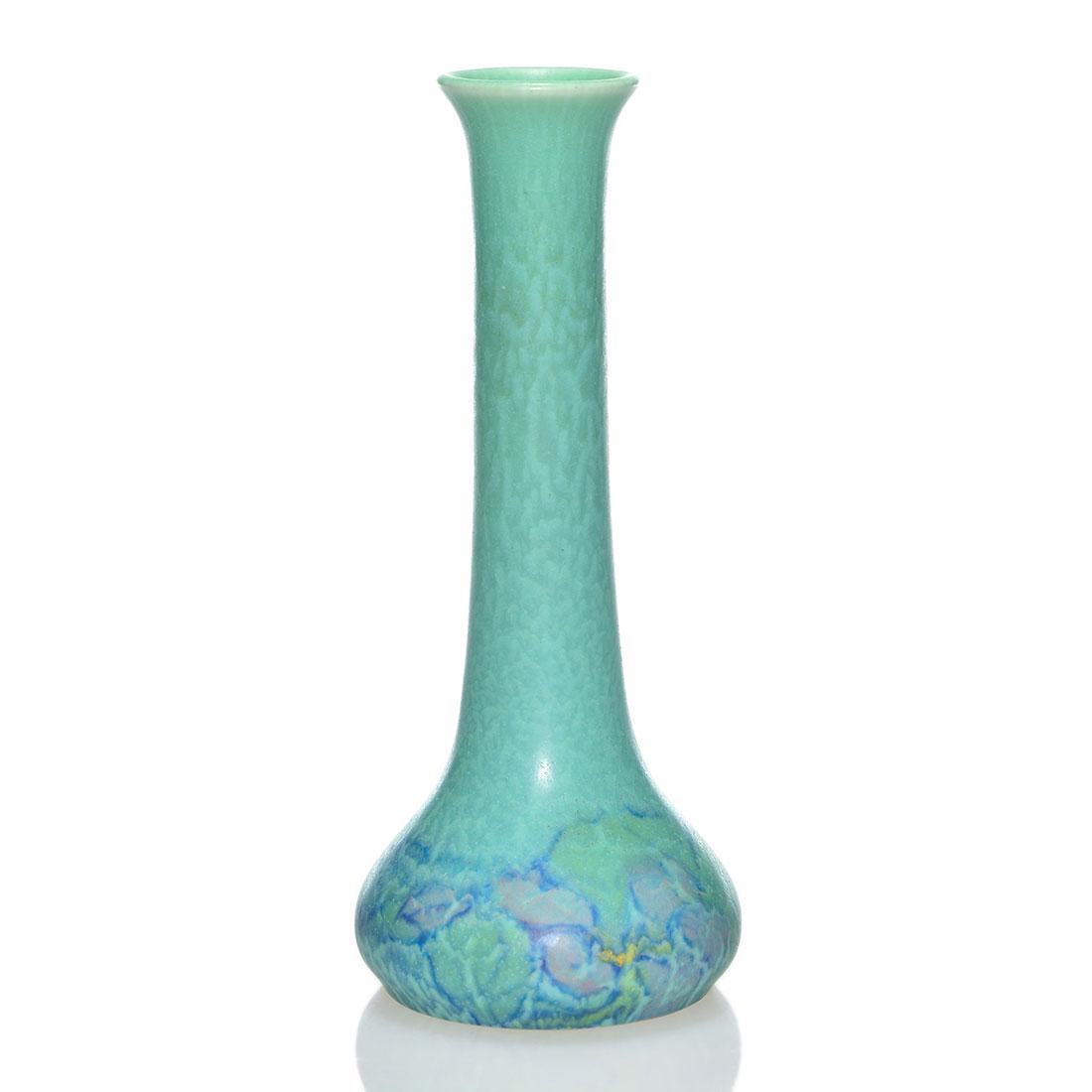 Rookwood Mat bud vase, floral, Coyne, 1930,2309, 7 1/8" (1 of 2)
