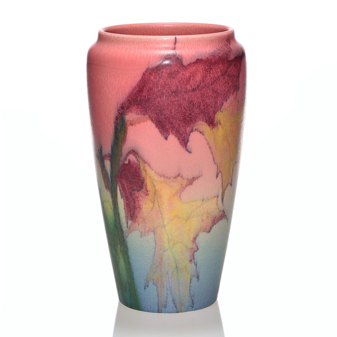 Rookwood Mat vase, leaves, Lincoln, 1929, 1369C, 11" (1 of 2)