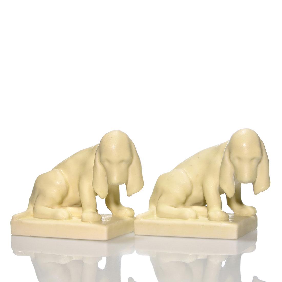 Pr Rookwood Hound Dog Bookends, 1945, 2998, 4 7/8” (1 of 2)