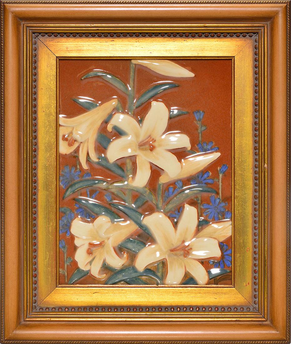 Rookwood hand-painted tile, Shirayamadani, 11" x 8" (1 of 3)