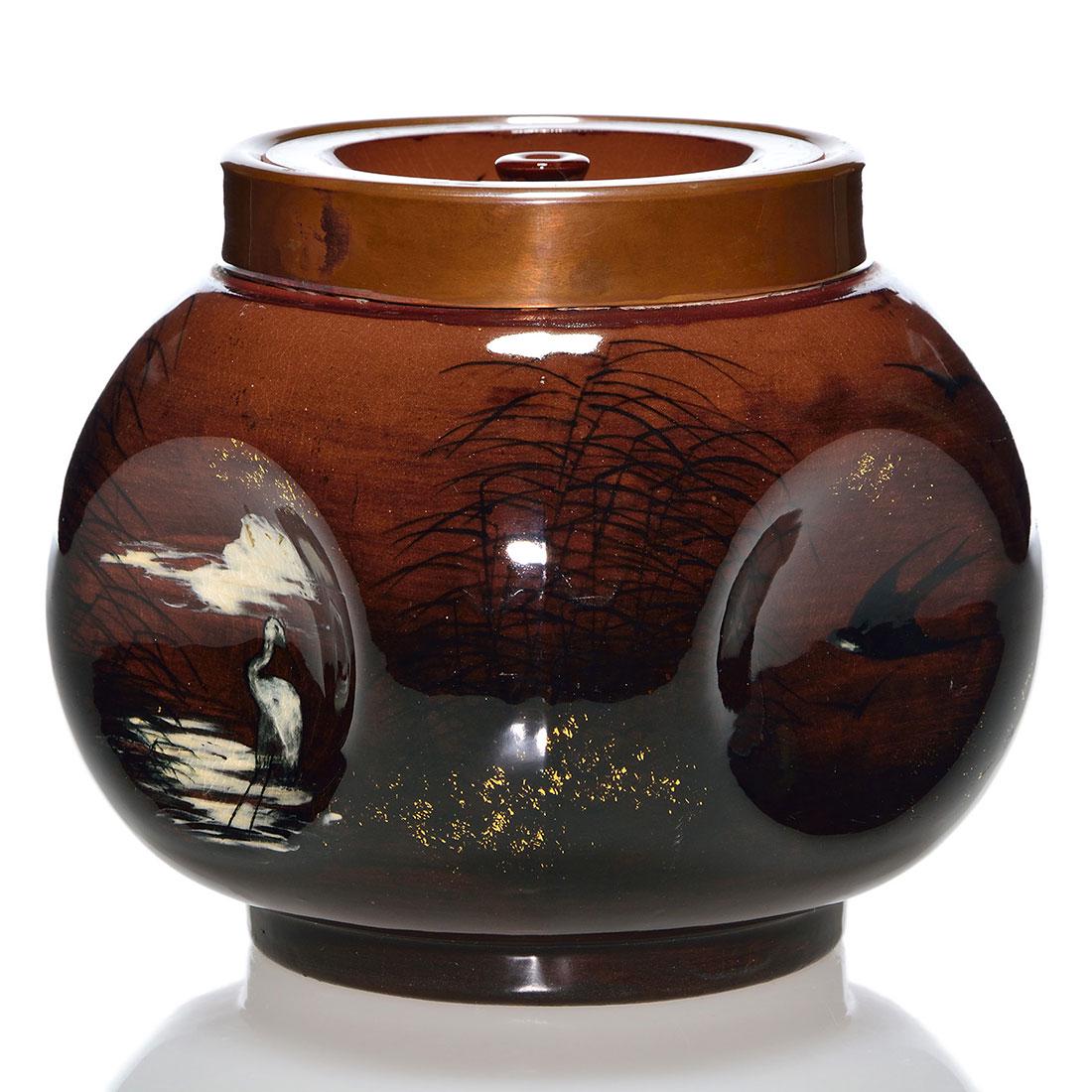 Rookwood Limoges tea jar,  Hirschfeld, 1882, 5 1/2" (1 of 3)