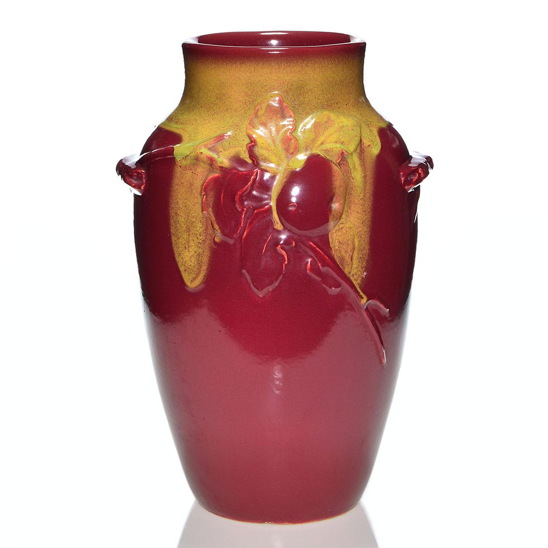 Large Turkis vase, Baldin shape? 18 1/8”: Large Baldin vase with two applied handles done in Turkis glaze. Impressed Weller Pottery Since 1872 on bottom. Height is 18 1/8 inches. There is faint crazing and two small glaze nicks, one in mid bo