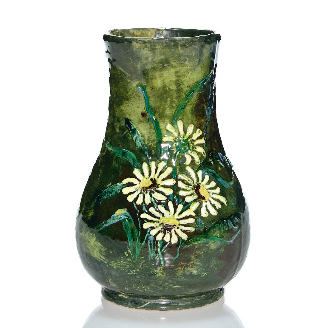 T.J. Wheatley Limoges style vase, daisies, 7 3/8” (1 of 2)
