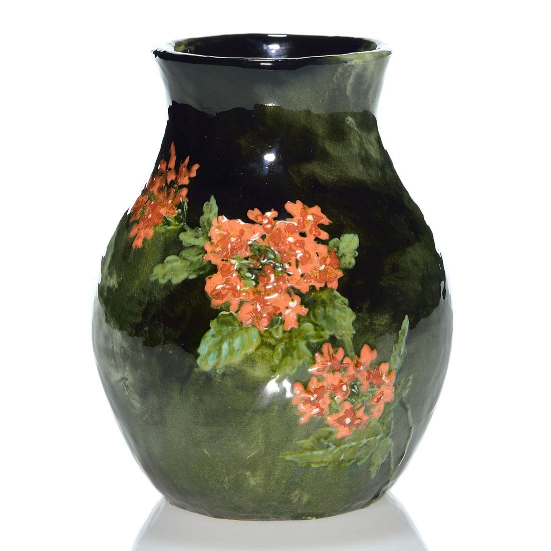 Early Limoges style vase, floral, 1879, McLaughlin (1 of 2)