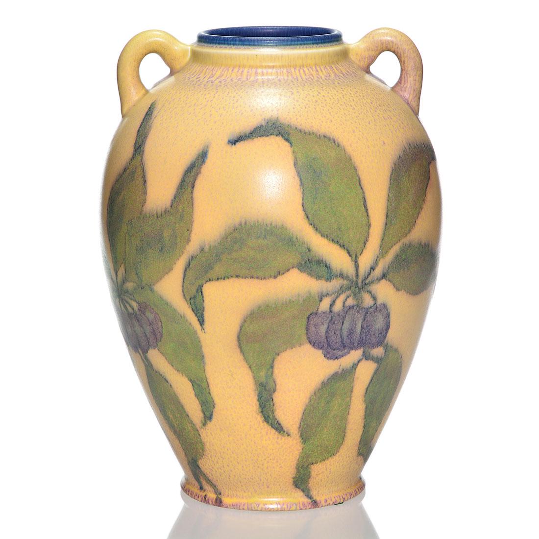Rookwood mat floral vase, Jensen, 1930, 2640 C, 13 (1 of 2)