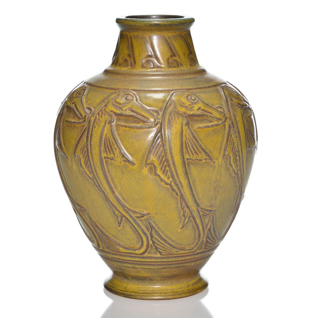 Good Rookwood Dancing Fish vase, 1910, 1806, 8 (1 of 2)