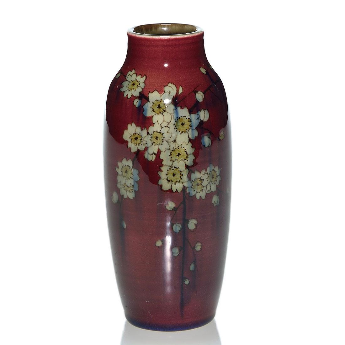Rookwood Black Opal vase, floral, 6 3/8”, Wilcox (1 of 2)
