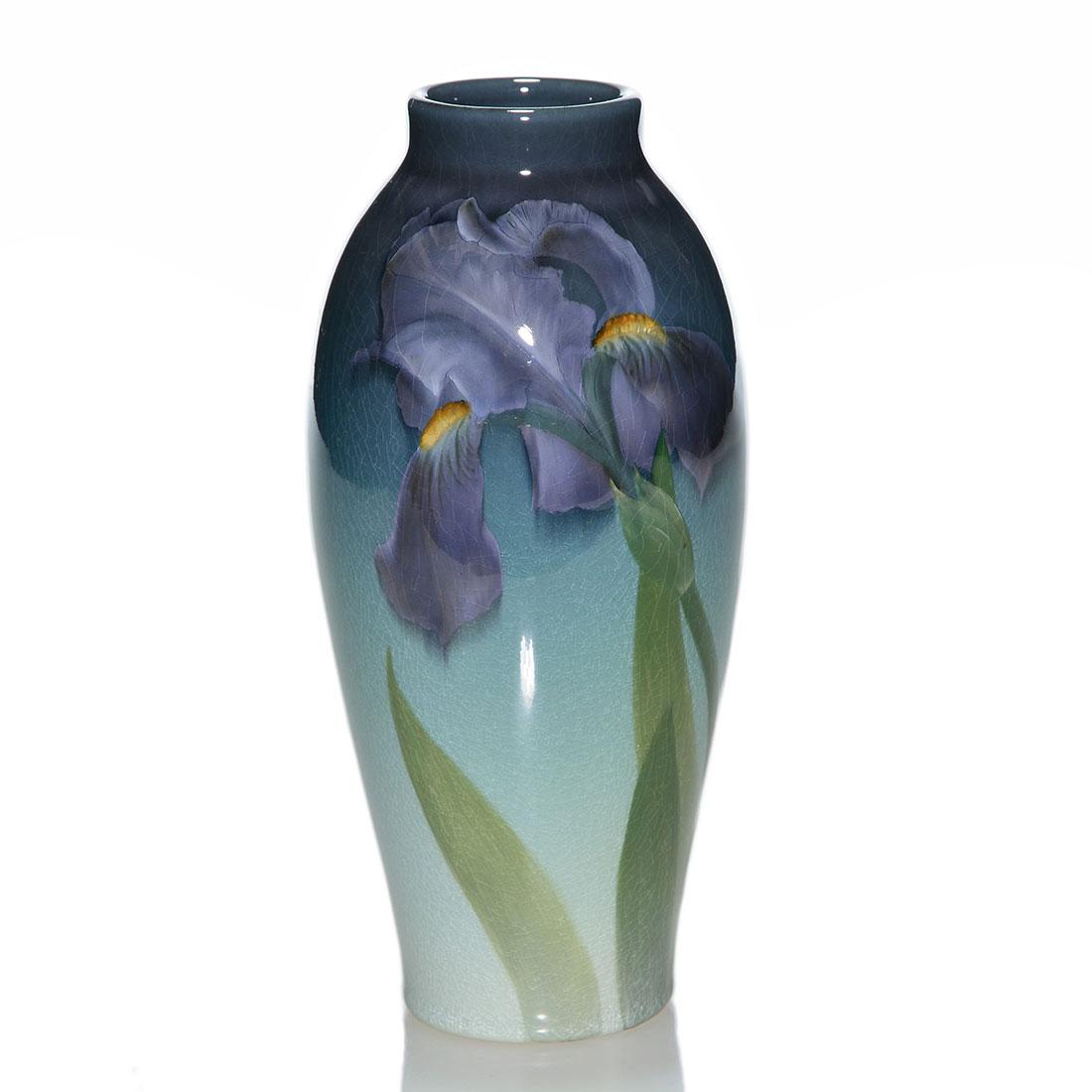 Rookwood Iris glaze vase, irises, Schmidt, 1902, 7 (1 of 2)