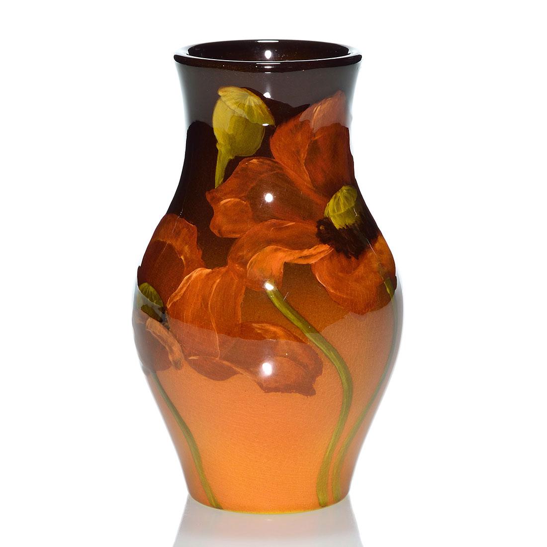 Rookwood Standard, poppies, 6 1/8”, Baker, 1902, (1 of 2)