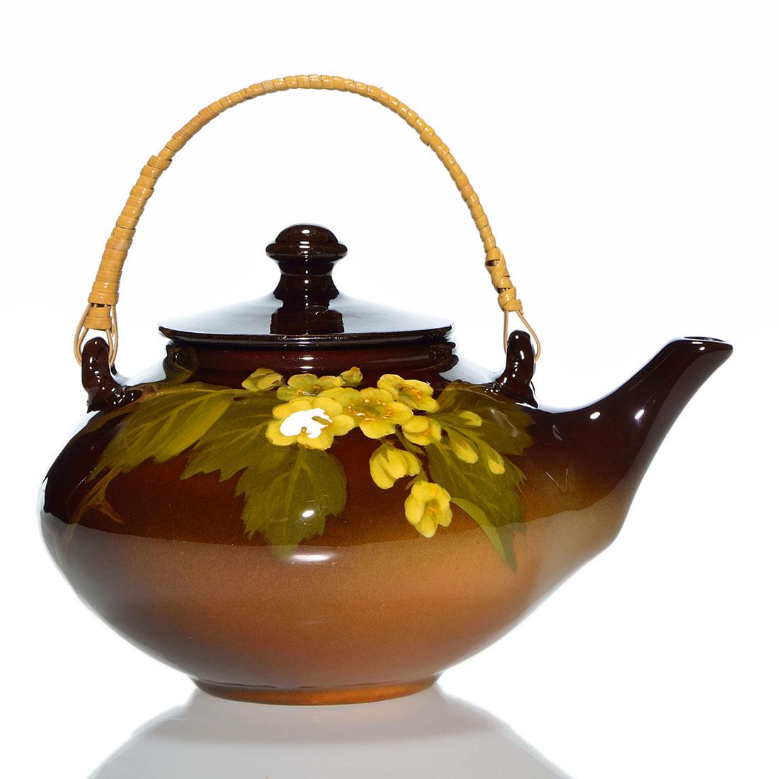 Rookwood Standard teapot, wild roses, 4 1/2”, (1 of 2)