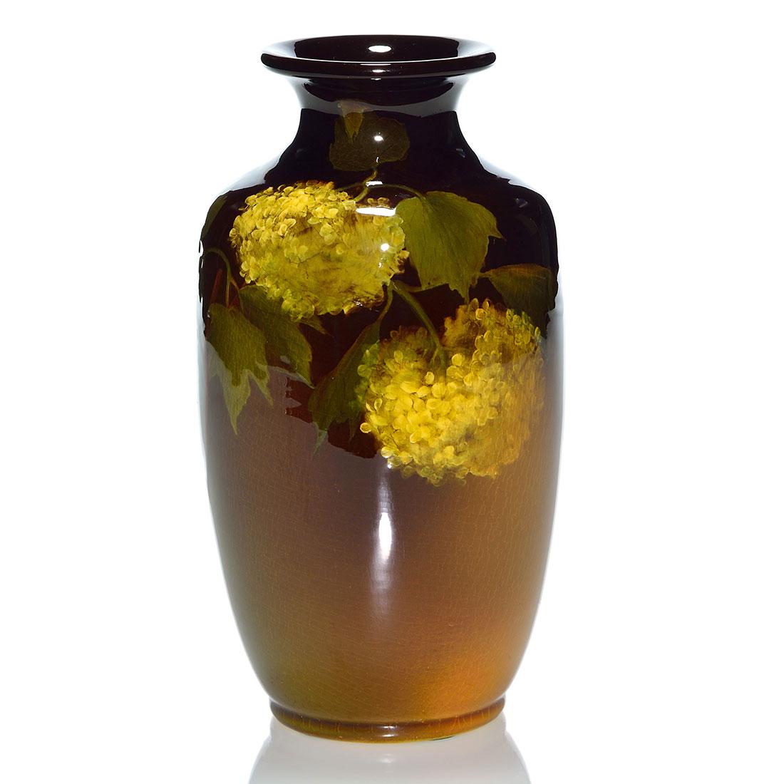 Rookwood Standard vase, hydrangea, Bishop, ‘02, 8 (1 of 2)