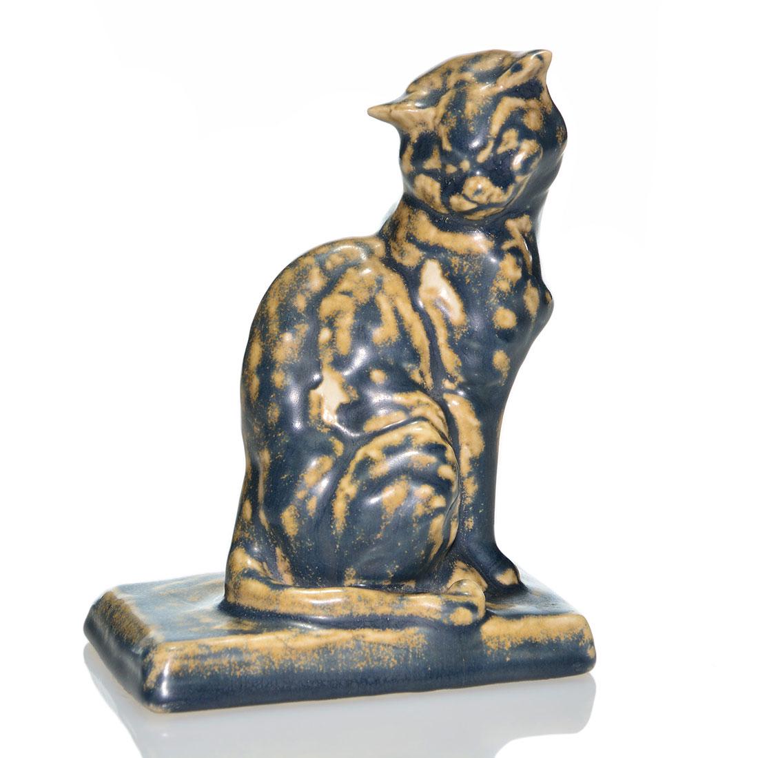 Rookwood cat paperweight, blue tan,1923, 1883, 5 (1 of 2)