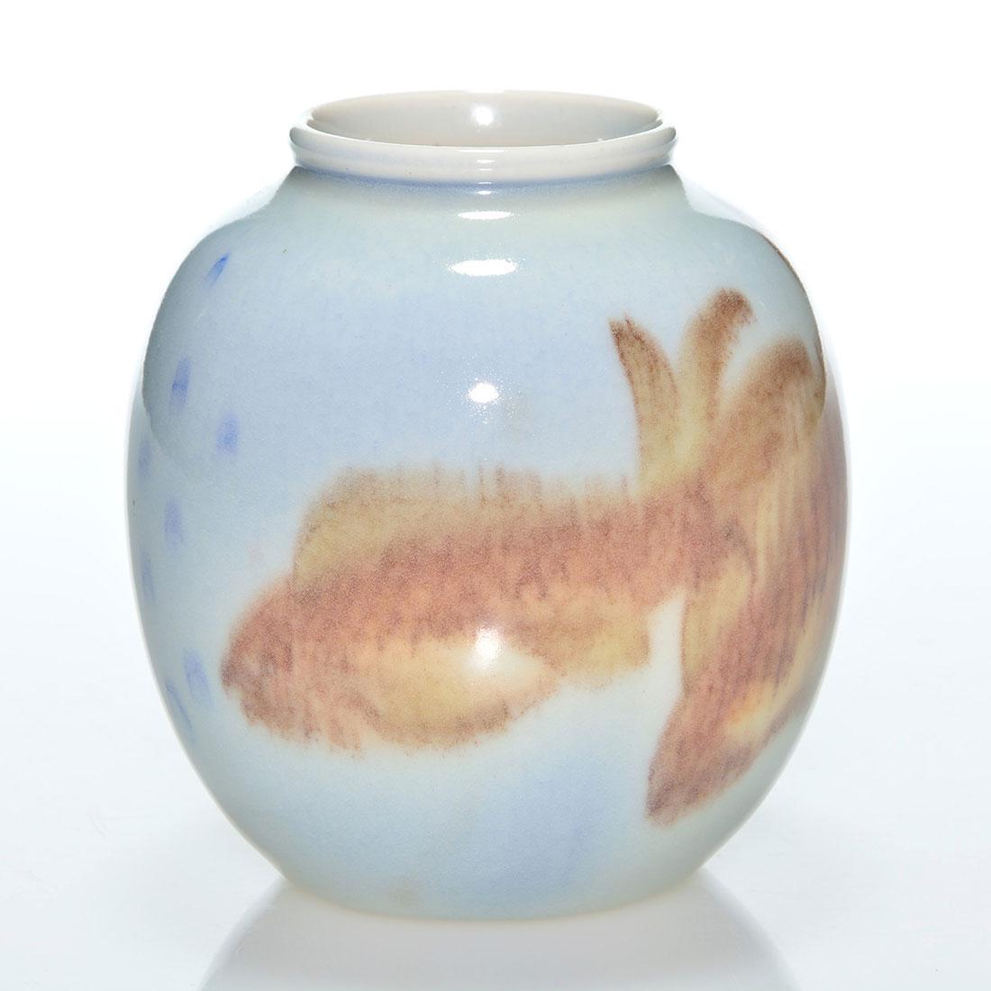 Rookwood Porcelain vase, fish, McDonald, 1944, 4 (1 of 2)