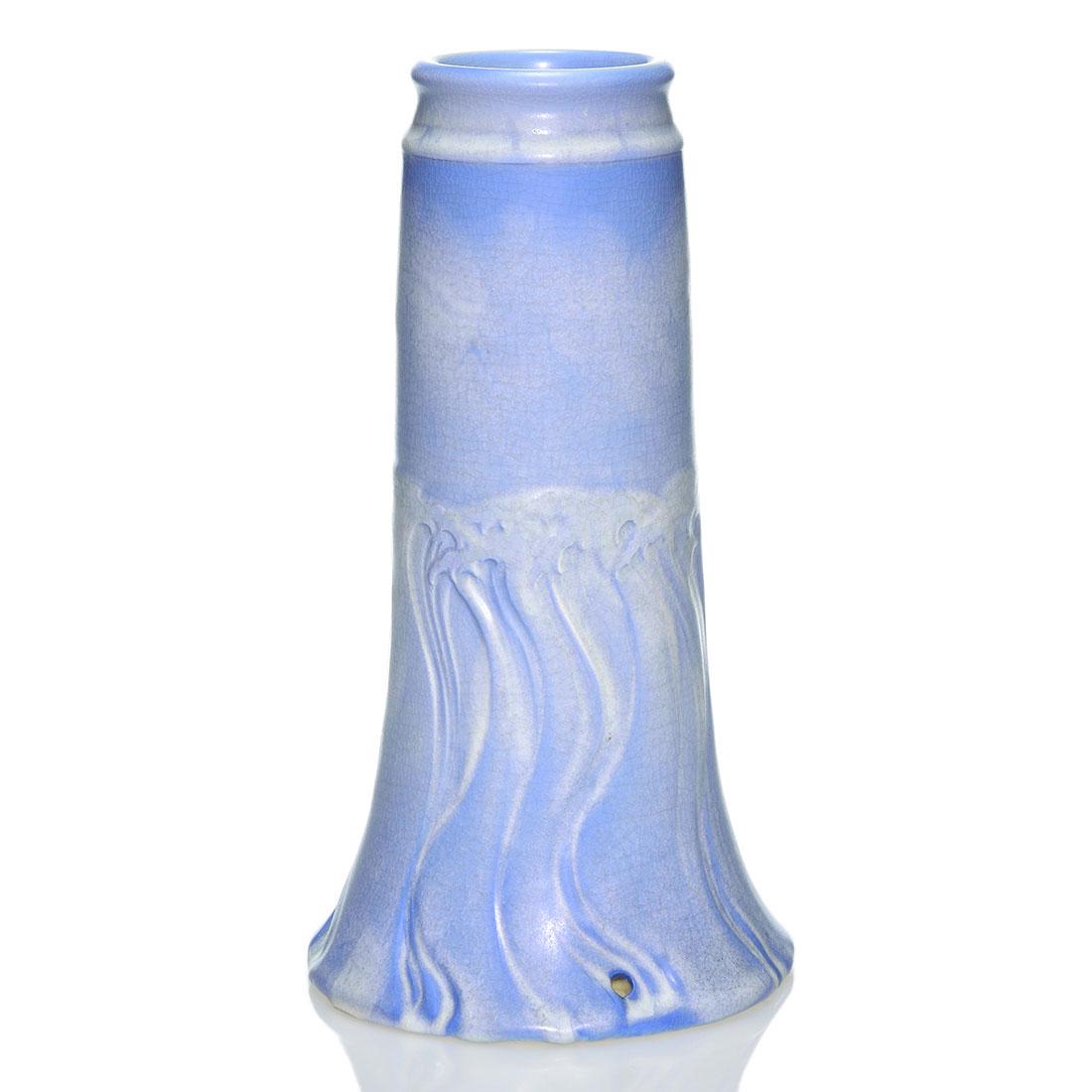 Rookwood lamp vase,vellum, waves, Shirayamadani, (1 of 2)