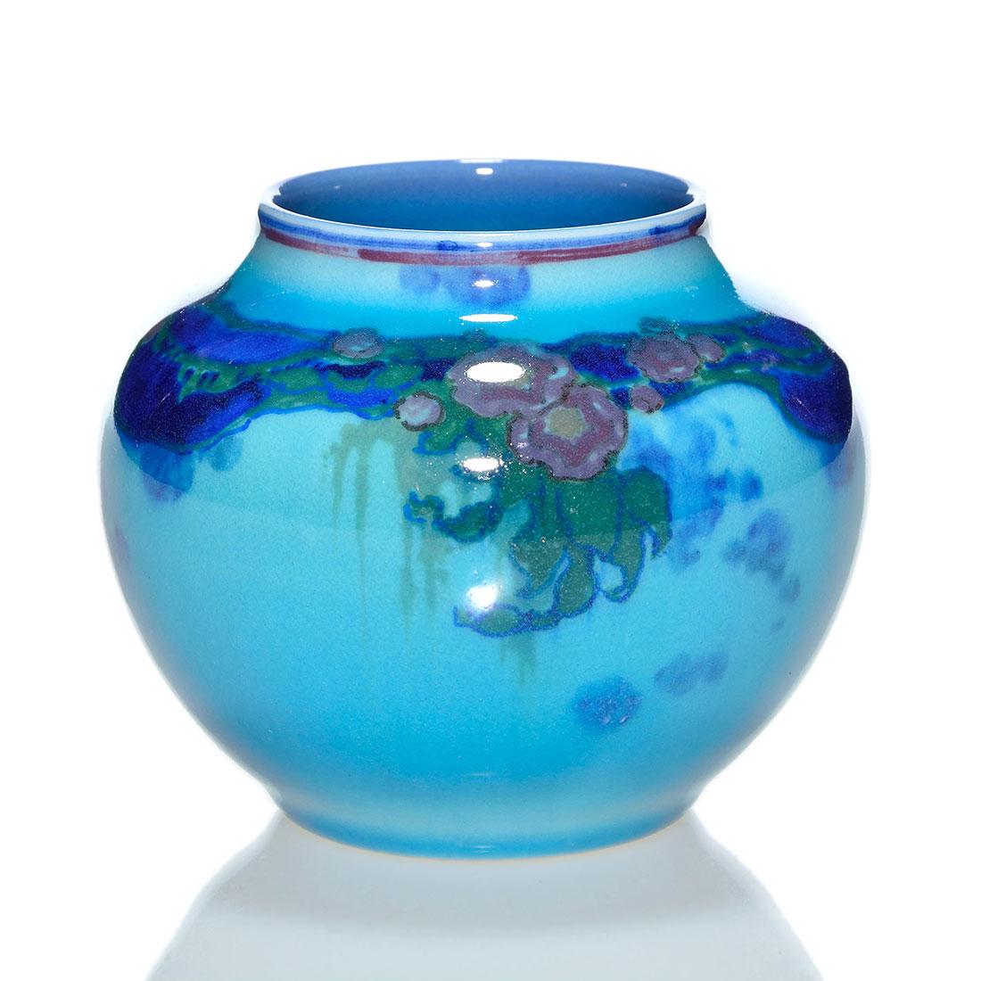 Rookwood Blue Tinted Trial gaze floral vase, FR, 3 (1 of 2)