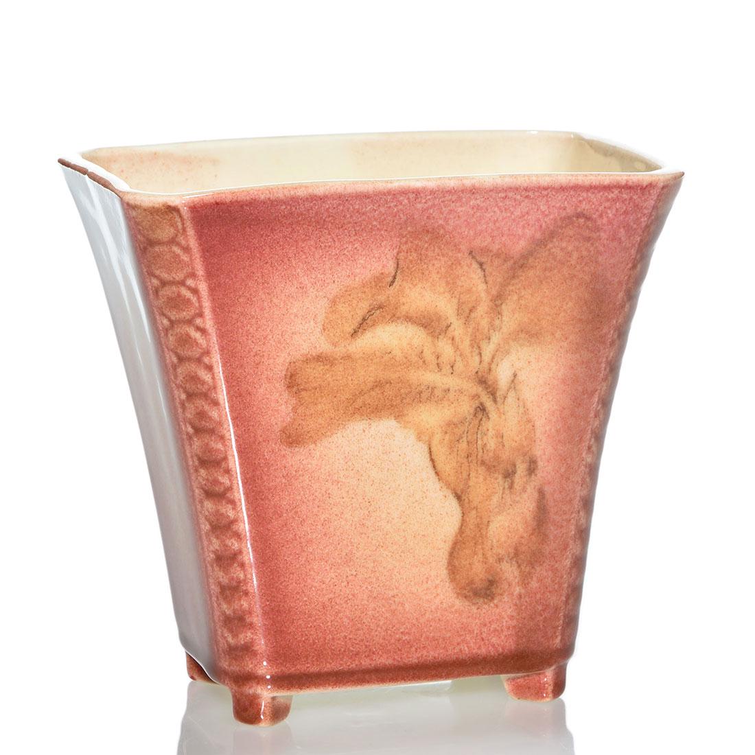 Rookwood Porcelain planter, iris, Ley, ‘46, 6036, (1 of 2)