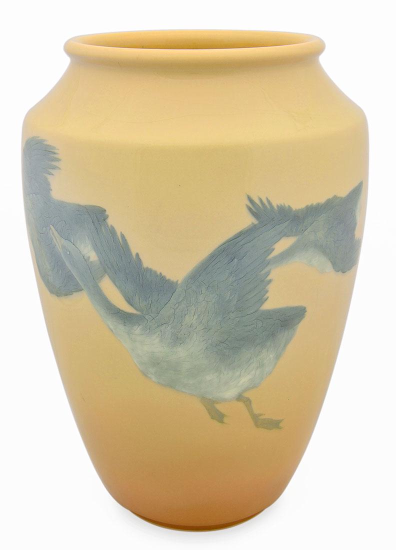 Rookwood Iris vase, geese, A.R. Valentien, 1898, 12 (1 of 3)