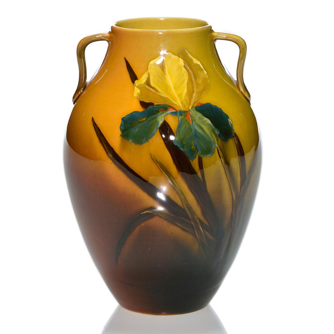 Rookwood Light Standard vase, irises, Nourse, 5 (1 of 2)