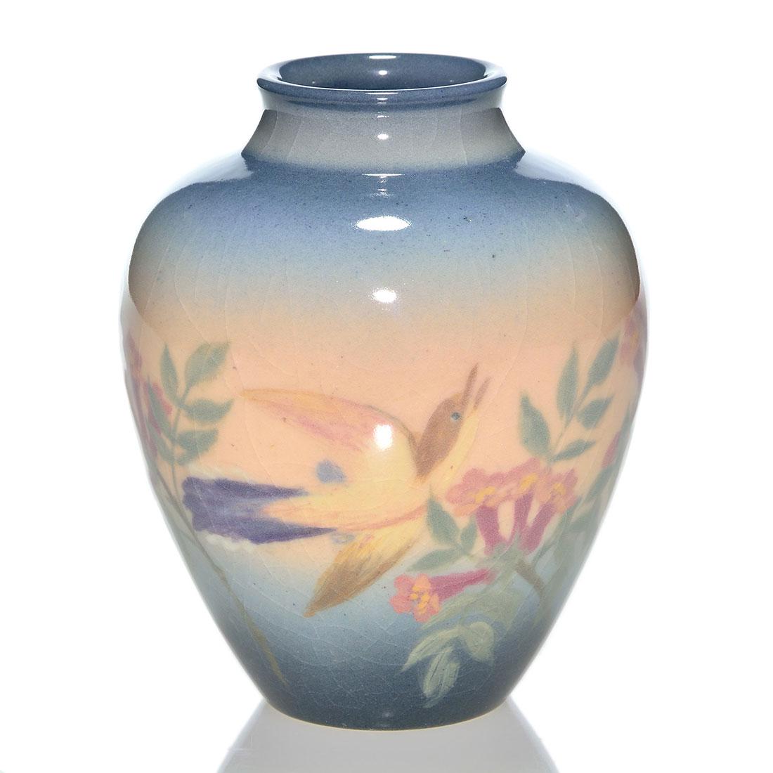 Rookwood Porcelain vase, birds, Hurley, 1947, S, 5 (1 of 2)