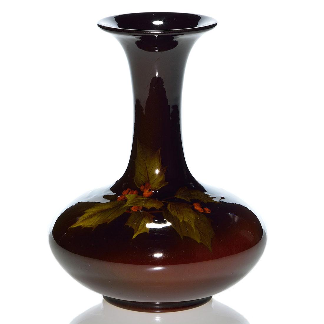 Rookwood Standard vase, holly, 1897, Asbury, 8 (1 of 2)