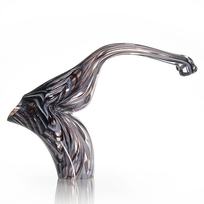 Early Steve Tobin abstract torso, 21”, ‘88, signature: Early abstract torso created by renowned American sculptor Steve Tobin in 1988. The hollow sculpture encased with white and purple black design and measures 21 inches by 7 1/2 inches. Engraved “Tobi