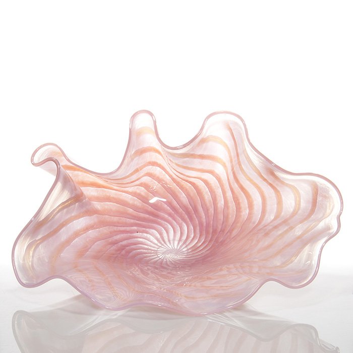 Monumental John Kiley “Sea Shell” 12”X13”, ‘93: Monumental John Kiley ruffled “Sea Shell” sculpture measuring 24 inches wide by 13 inches tall, suitably created in a lovely shell pink color. Signed by the artist with the year of creation 1992.
