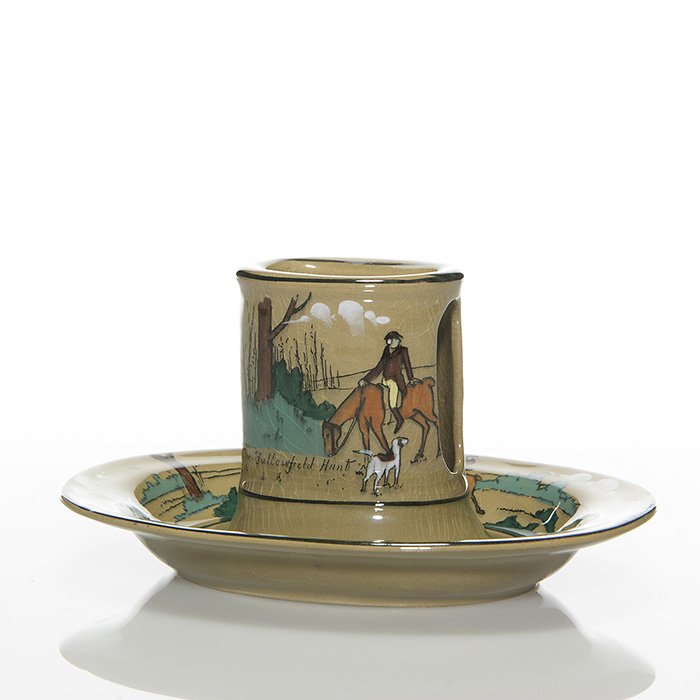 Rare Buffalo Deldare match holder, Fallowfield Hunt,: Rare Buffalo Deldare match box holder and tray combo revealing “The Fallowfield Hunt” of horses, riders and hunting dogs. Measures 3 inches by 6 1/4 inches long. Back stamp 1909 logo reading “Ma