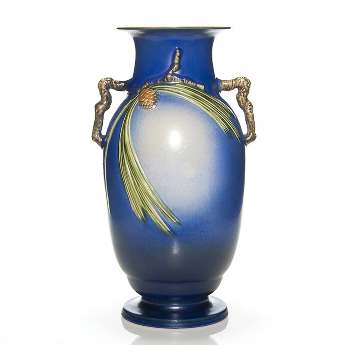 Roseville Blue Pine Cone vase, 18 1/2", 91318"