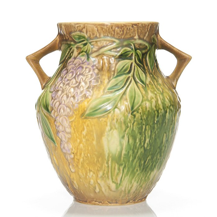 Roseville brown Wisteria vase, 8 1/4", shape 680 (1 of 1)