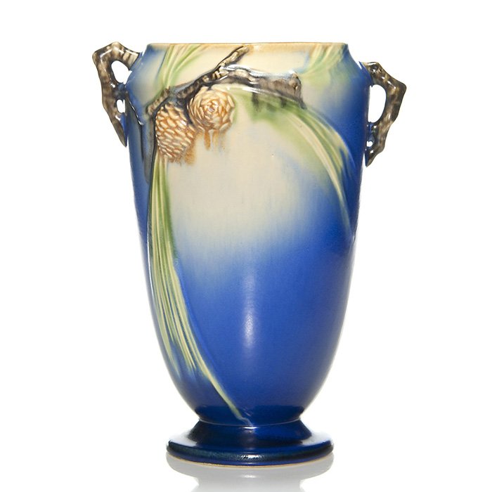 Roseville Pine Cone vase,blue,shape 709-10, 10 1/4" (1 of 1)