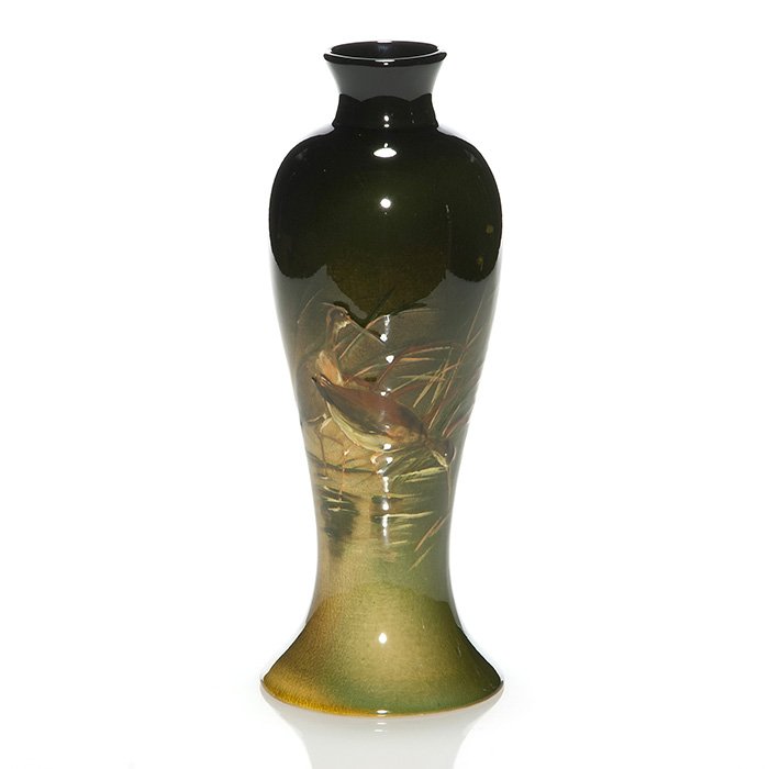 Weller Louwelsa scenic vase, wading birds, 10 3/4" (1 of 1)
