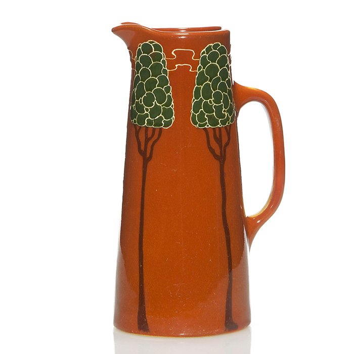 Weller Rhead Faience tankard, Trees, 10 7/8" (1 of 1)