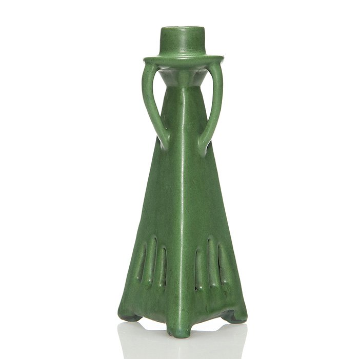 Weller green matt triangular candleholder, 8" (1 of 1)