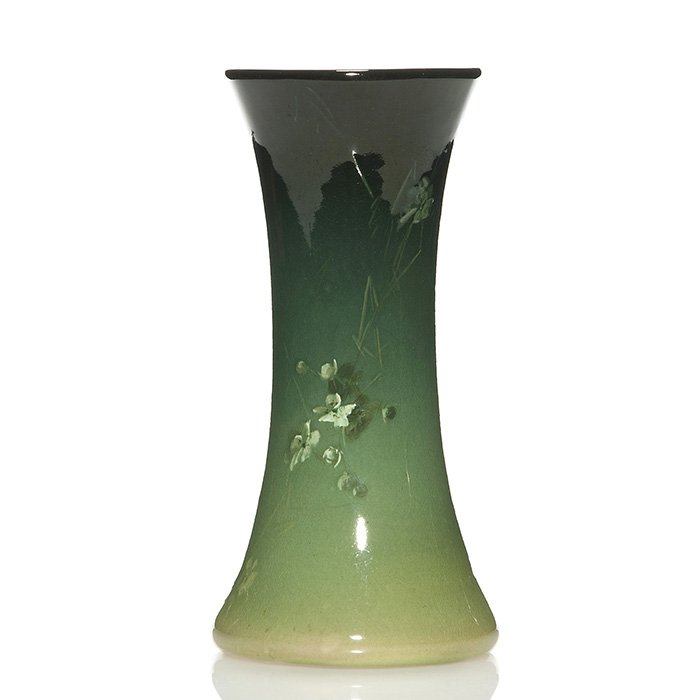 Rare Weller Green Louwelsa vase, floral, 8 1/4" (1 of 1)