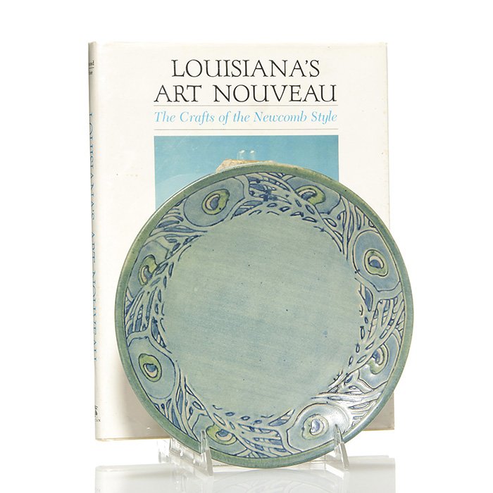 Newcomb carved peacock feather plaque, '15, 8 1/4" (1 of 1)