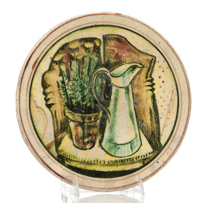 Henry Varnum Poor plate, dandelions & tankard, 10" (1 of 1)