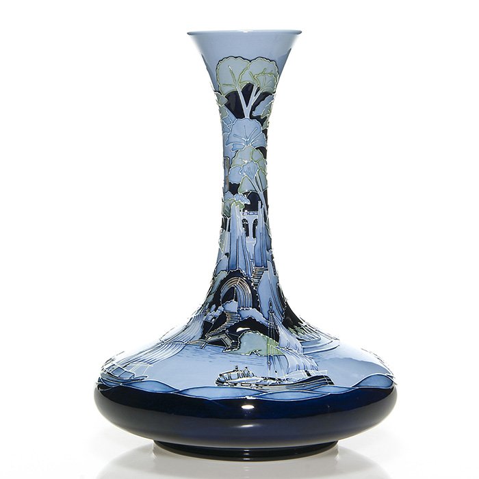 Moorcroft vase, River Traffic, Hilditch, 2013, 12 1/4" (1 of 2)