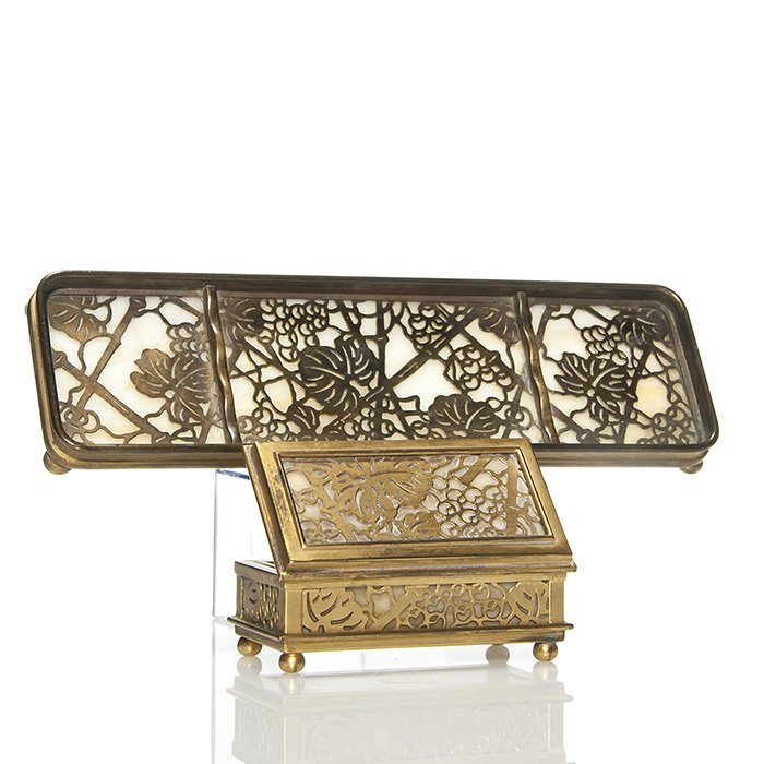 2 Tiffany dore: 4"L stamp box & 9 1/2" pen tray (1 of 1)