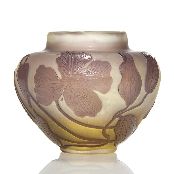 Galle cameo mini vase, purple clematis, 2 1/2", sig (1 of 1)