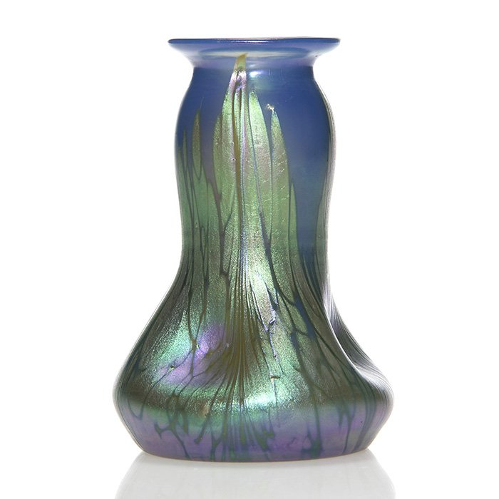 Miniature Loetz "Medici" vase, 4 3/4", opal blue (1 of 5)