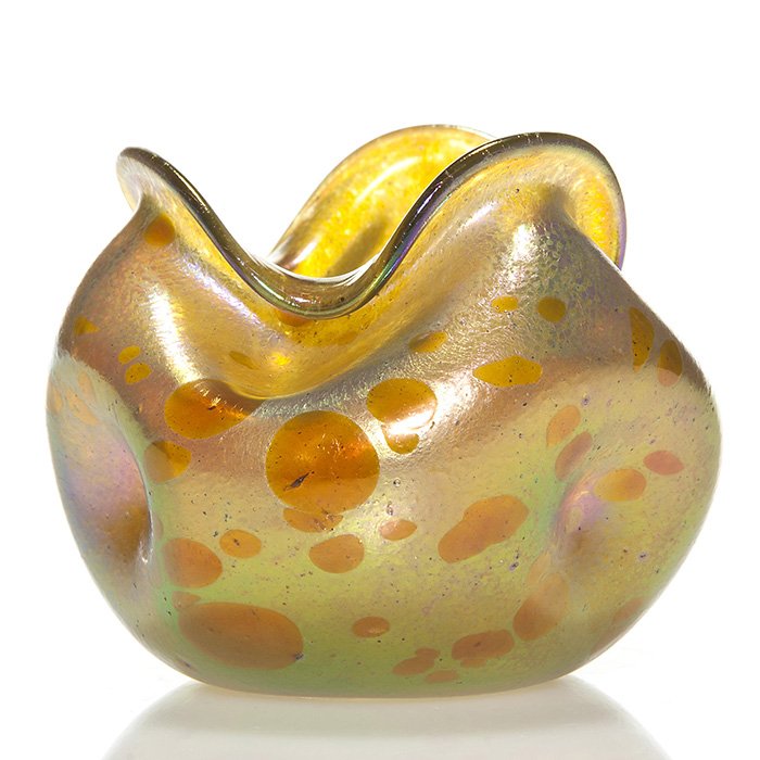 Loetz "Astraea" vase, dimpled, tri rim, 3 3/8" (1 of 1)